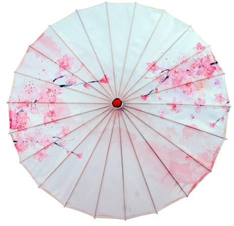 Shurhome Elegant Handmade Asian Parasol With Traditional Pattern Bamboos Silk Umbrella For Weddings And Cosplays