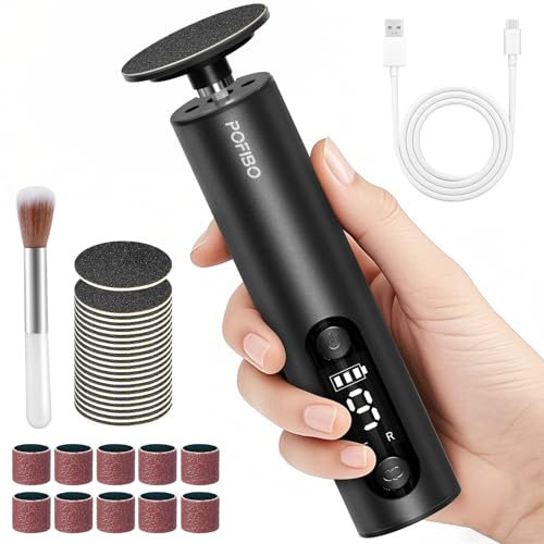 Hornhautentferner Elektrisch - 2 IN 1 Elektrischer Hornhautentferner für Füße mit LCD Display und 9 Stufen, Hornhaut Entfernen Fußpflege Pediküre Set für Tote Harte Rissige Haut (Schwarz) Lautsprech