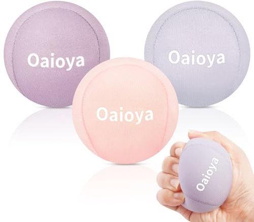 Oaioya 3PCS Bolas de Manos, Bolas Antiestrés con 3 Niveles de Resistencia para Entrenamiento de Manos, Ejercicio de Dedos, Alivio del Estrés (Púrpura + Lila + Rosa)