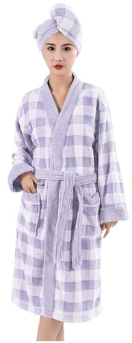 Accappatoio Adulto Microfibra con Cappuccio Vestaglia in Pile Da Donna Senza Cappuccio Comoda Vestaglia Invernale Da Mattina Accappatoio in Spugna a Maniche Lunghe Con Tasche in Tessuto Accappatoi