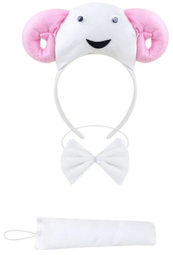 Oxtxuzdm Costume de cochon, chien, vache, mouton, lapin, oreille, queue, nœud papillon, accessoires de fantaisie pour Halloween, cosplay, animal