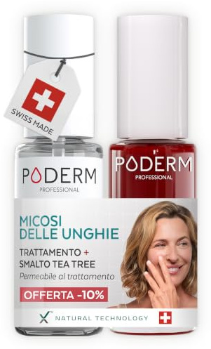 PODERM Sérum Mycose des Ongles + Vernis à Ongles Rouge Allure – Antifongique, Répare & Camoufle les Ongles Jaunis, pour des Ongles Visiblement Plus Sains | Développé par une Podologue | Swiss Made