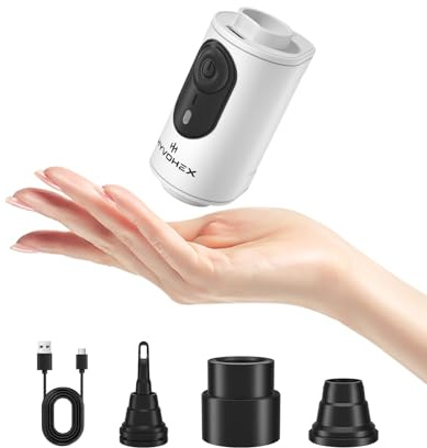 Bomba de aire portátil para inflables, mini bomba de aire eléctrica de 1100 mAh con recargable para inflar y desinflar, bomba de colchón de aire de 3 boquillas, perfecta para camping, flotadores de