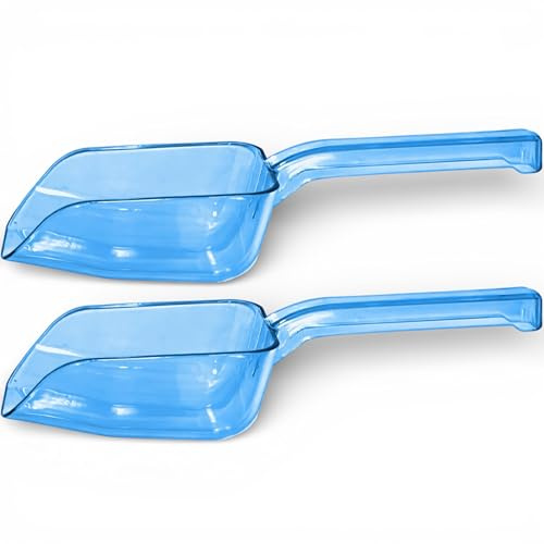 Ice Scoop for Freezer, 2-Pack 8 Oz Each, Plastic Ice Scoop for Ice Machine, Small Ice Scoopers for Freezer Bin, Clear Blue