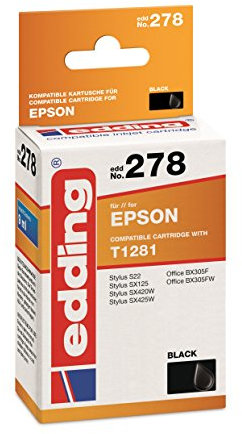 edding Druckerpatrone EDD-278 - Einzelpatrone - Schwarz - 9 ml - Reichweite 200 Seiten - Ersetzt Epson T1281