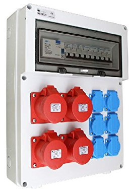 Wandverteiler 4 x 16A + 6 x 230V FI Stromverteiler Baustromverteiler Steckdosenverteiler AWVT20