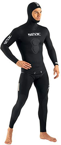 Seac Black Shark, Neoprenanzug für Tauch- und Apnea-Angler, 7 mm, Zwei Teile, Innenbereich aus Spaltleder für Herren, Herren, 0010362230080A, Schwarz, L