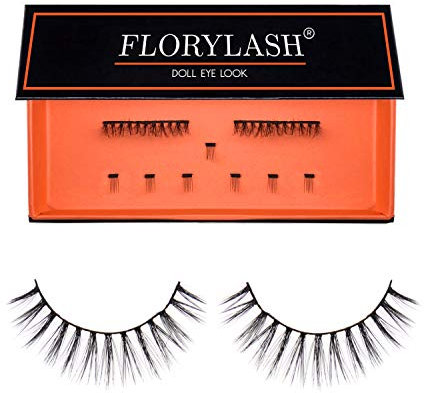 FLORYLASH® | Doll Eye Look - Magnetische Wimpern 3 Magnete Natürlich Magnetic Fake Lashes ohne Eyeliner 3D Volumen Set Wiederverwendbar (Größe S, 25 mm breit)