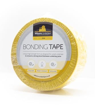 Wilsons Bonding Tape For Carpet Underlay - High Strength Formula - For Bonding Underlay Joins - Easy Tear - Water Resistant (25m x 60mm Roll)