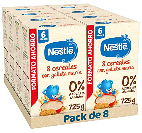 Nestle Papilla 8 Cereales con Galleta, 8 Paquetes de 725g (Total 5,8Kg)
