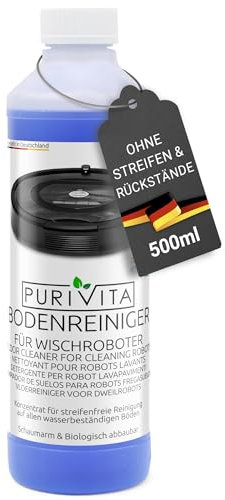 PURIVITA® Detergente per Robot Lavapavimenti [500ML] - Detersivo Lava Pavimenti Robot - Liquido Prodotto Lavapavimenti - Floor Cleaner for Roboter - Per Tutti i Tipi di Robot Spazzino e Aspirapolvere