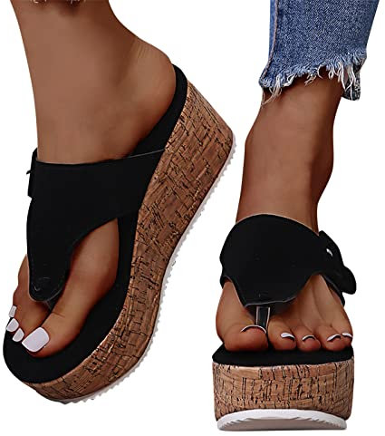 Latschen Damen Sommer Elegant Sommerschuhe Bequem Keilabsatz rutschfest Plateau Schuhe Orthopädische Sandalen Weiß Flipflopssandalen Zehentrenner Sandalen mit Fussbett Flip Flops Pantoletten