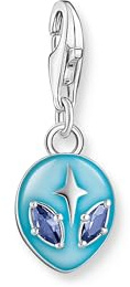 THOMAS SABO Charm-Anhänger Alienkopf mit Blauer Kaltemaille und Steinen Silber