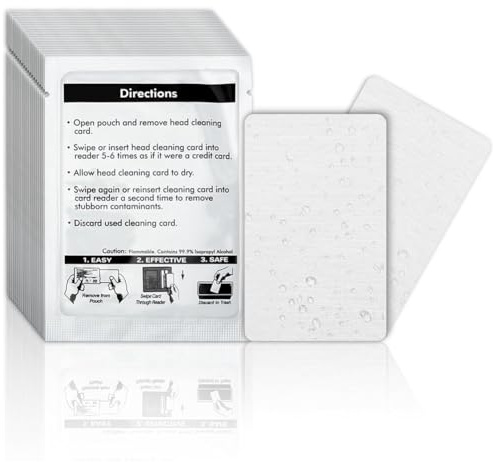 Loufy Tarjetas de limpieza de lector de tarjetas – Limpiador de lector de tarjetas de crédito de doble cara, limpiador de lector de tarjetas CR80 POS tarjetas de limpieza (25 piezas) fácil de usar,
