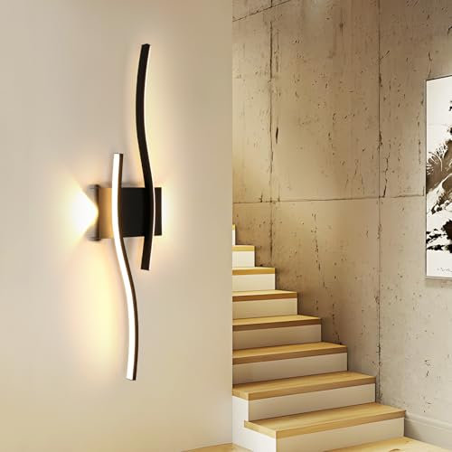 Comely Applique da Parete Interno Moderna, 20W 2250LM Nero Lungo Lampada da Parete LED, Lampada a Muro in Alluminio per Soggiorno Camera da Letto Corridoio, Bianco Caldo 3000K