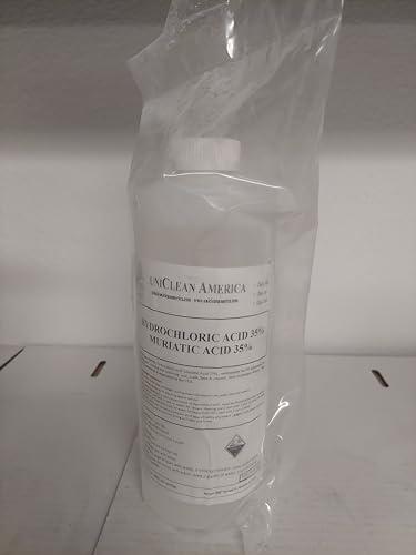 Muriatic Acid (Hydrochloric Acid) 35% High Purity, 4X Concentrate, for Cleaning, Pool pH Control, Metal Cleaning, Made in USA (32 fl oz)