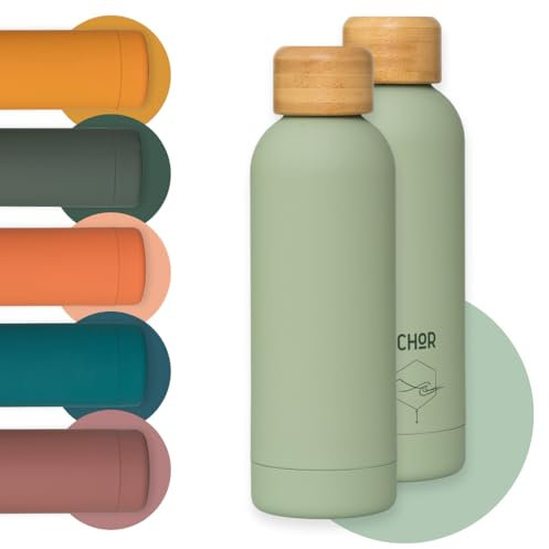 Green Slim Stainless Steel Water Flask 500ml – Soft Feel Matte Finish, No straw Insulated Flask is BPA-Free, Leakproof bottle – Preppy Insulated Water Bottle – Ideal for Travel, Gym & Hiking. Sage