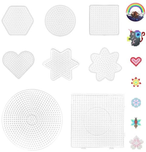 8 Stück Bügelperlen Platten,Bügelperlen Steckplatte Bügelperlen Stiftplatte Transparent Bügelperlen Platten In Vielen Formen Steckperlen Platte Set Perlenplatte Quadratisch Steckplatten Set