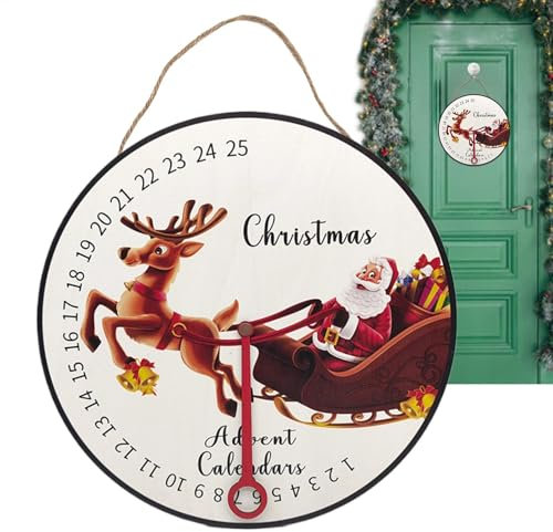 Letrero de calendario de cuenta regresiva de Adviento, letrero de madera de cuenta regresiva para pared, reloj de cuenta regresiva, decoración de montaje de granja de temporada para sala de estar,