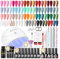 COSCELIA 47PCS Kit Vernis Semi Permanent, 20 Couleurs Vernis Gel UV Semi Permanent Nude Rouge Pailleté 3 PCS Poly Extension Gel avec Lampe UV Ongles Gel Outils pour les Ongles, Cadeau pour Femmes