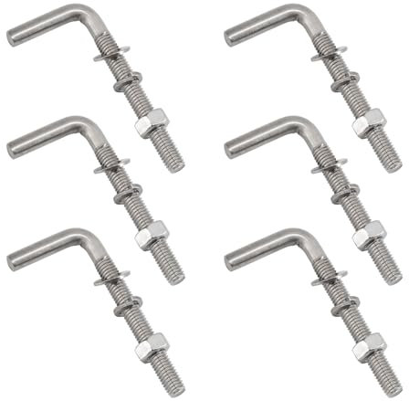 (6 piezas) M6 x 150 mm, en forma de L, kit de pernos roscados de acero inoxidable 304, pernos de anclaje cuadrados, ganchos para colgar