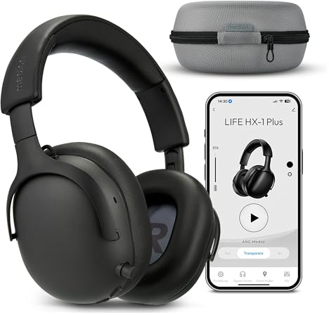MEDION Over Ear Kopfhörer HX-1 Plus (kabellos, Feed Forward Noise Cancelling, Bluetooth 6.0, Wireless, 5+1 EQ Presets, bis zu 100 Stunden Akkulaufzeit, IPX4 Spritzwasserschutz) schwarz
