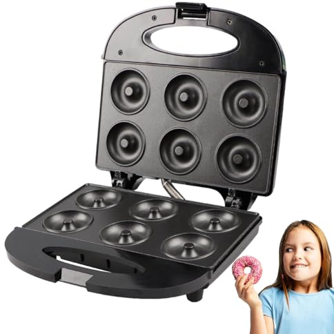 Yplkm Macchina Per Ciambelle,Elettrodomestico Per Cottura Antiaderente Con 6 Fori - Macchina Per Muffin Con Potenza Di 750W - Per Cucina, Colazione, Dolci, Snack, Muffin, Pancake, Cottura