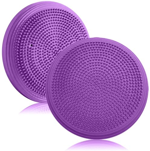 CEWROM Balansdyna med pump, balanskudde för vuxna, bollsitskudde med luftpump, diameter 34 cm balansträning yoga matta massage bräda sjukkudde för fitness, yoga, rehabilitering (lila)