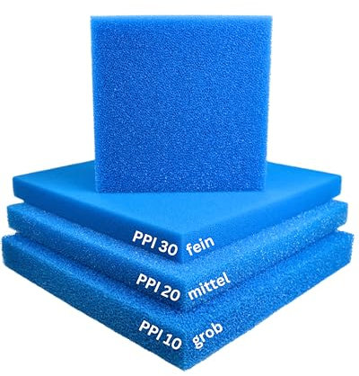 saarschaum • Filtermaterial für Aquarium & Teichfilter • Filterschwamm für gesunde Fische & Pflanzen • Filtermatten • Filterschaum • PPI10 (grob) • 50x50x2 cm