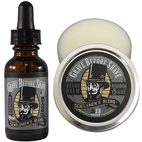 Grave Before Shave Gentlemen's Blend Beard Pack with Beard Balm and Beard Oil (Bourbon/Sandalwood Scent)