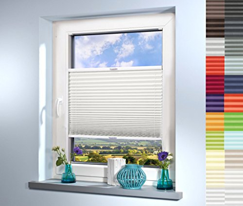 Plissee nach Maß, deutsche Wertarbeit, hochqualitative Wertarbeit, für Fenster und Türen, alle Größen, Maßanfertigung, Jalousie, Faltrollo (Farbe: Off White, Höhe: 101-110cm, Breite: 20-50cm)