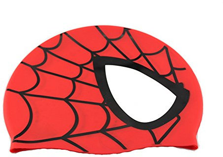 Avril Tian Badekappe, wasserdicht, Silikon, Unisex, Schwimmen, Spiderman-Design rot