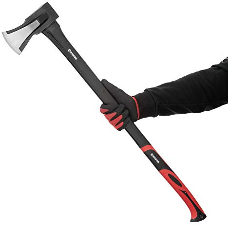 INTERTOOL 36-Inch Wood Splitting Maul | Heavy Duty Axe for Firewood Logs | Shock Absorbing Fiberglass Handle & Sheath | HT-0275