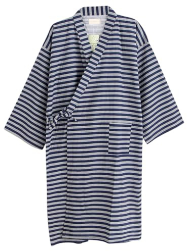 Unisxe Peignoir de Bain Kimono Japonais Chemise de Nuit Lâche Ruban pour Femme Homme Pyjama Japonais Nuisette de Chambre Vêtement de Nuit Vêtement de Sauna Plage Piscine Hydrothérapie