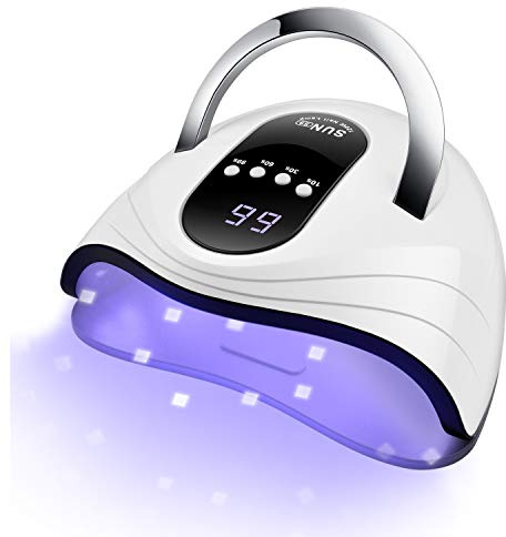 Sunrich UV Gel Nail Lamp 120W LED Nail Light Fast Dryer for Gel Polish Curing with 4 Timers Portable Handle Large Space Automatic Sensor (White)