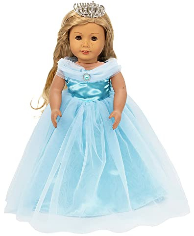 HWD Girls Doll Clothes and Accessories , Princess Costume , Wedding Dress , Party Gown Dress Fit 18 inch Dolls (Blue2)