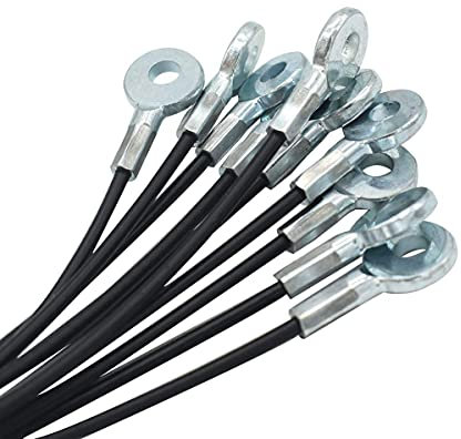 Bytiyar 1/8(3mm) Wire Diam Galvanized Steel Cable Eyelets Ended Short Rope Lanyard Safety Tether Chain Lock with Vinyl Coated Cover, 10 Pcs Black 20/50cm Length
