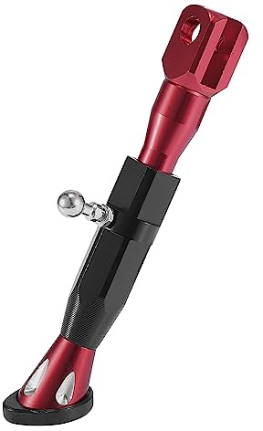 Motoforti Béquille latérale universelle réglable pour moto en alliage d'aluminium CNC Rouge Noir
