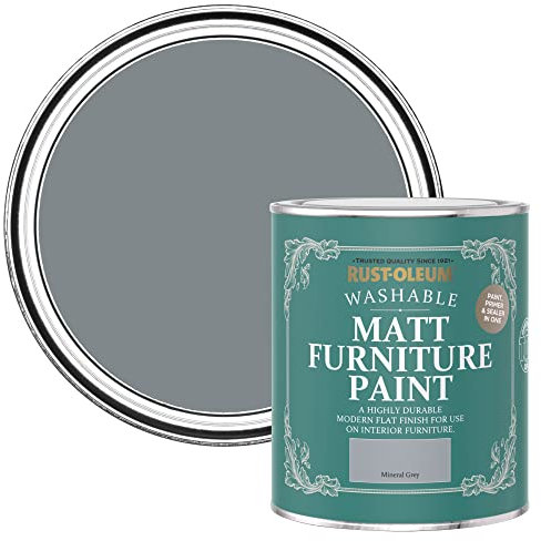 Rust-Oleum Grey Furniture Paint in Matt Finish - Mineral Grey 750ml