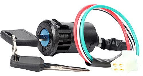 Moto Blocchetto Accensione Blocco Interruttore a Chiave Accensione a 4 Fili Blocchetto Interruttore Di Avviamento Con 2 Chiave Per 50-250Cc Scooter Avt Kart Veicolo Elettrico Bicicletta Pieghevole
