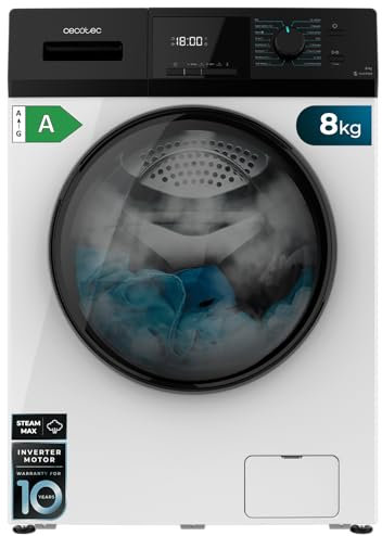 Cecotec Lave-Linge 8Kg Chargement Frontal Bolero Dresscode 8410 Inverter A. 1900W, 1400 tr/min Réglable, 16 Programmes, Faible Consommation d'Énergie, Vapeur, Stérilisation du Linge