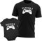Purple Print House Matching Father and Son T Shirt and Babygrow Set Daddy Fathers Day Gaming Gift, 0-3 Months, Black