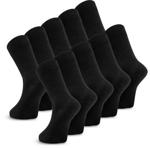 Lot de 10 paires de chaussettes homme, chaussettes femme, taille confortable sans coutures pressantes. Fabriquées en mélange de coton finement peigné pour un toucher doux.