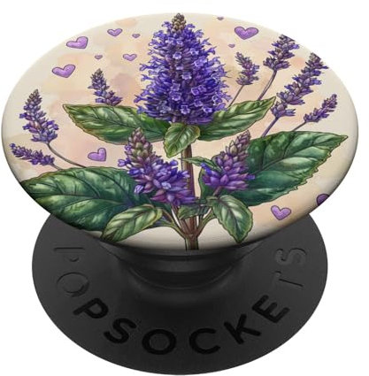 Anise Hyssop Flowers With Hearts Around Boho Style Graphic PopSockets Swappable PopGrip