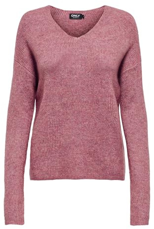 ONLY Onlcamilla V-neck L/S Pullover Knt Noos Femme Onlcamilla Pull à col en V L/S Knt Noos, Renaissance Rose, XS