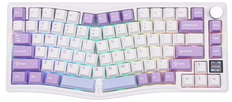 MechLands AKS075 Wireless Gaming Keyboard, Hot-Swappable Mechanical Keyboard, 75% Alice Tastatur mit 0.85' TFT Bildschirm, BT5.1/2.4GHz/USB-C, 5000mAh Batterie (Weiß, Geschenk Schalter)