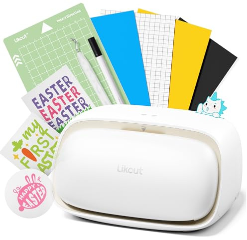 Likcut S501 Plottermaschine, Mini Schneideplotter Verfügbar für Vinyl, Iron on und Karten mit Einsteiger Set, Beige