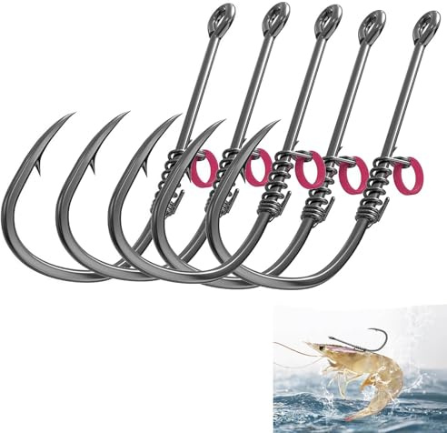 Gancio di fissaggio per gamberetti vivi, amo da pesca spinato con foro, in acciaio al carbonio spinato con fori, ganci robusti per tutti i tipi di pesce