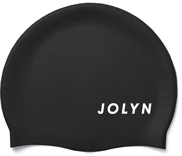 JOLYN Classic Unisex Silicone Swim Cap for Adult Women and Men, Hair Protection, Intensive Training Comfortable Non-Slip Swimming Cap, Black