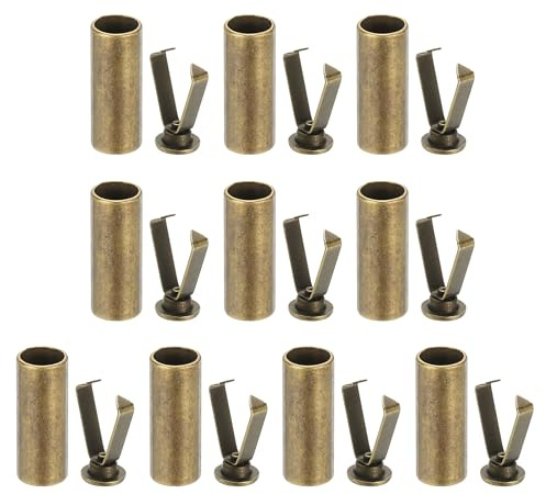 PATIKIL Skosnöre spetsar, 10-pack zinklegering skosnöre huvud cylindriska spetsar snören ände ersättning för skosträng reparation kläder byxor sträng gör-det-själv, brons, Brons, En Storlek
